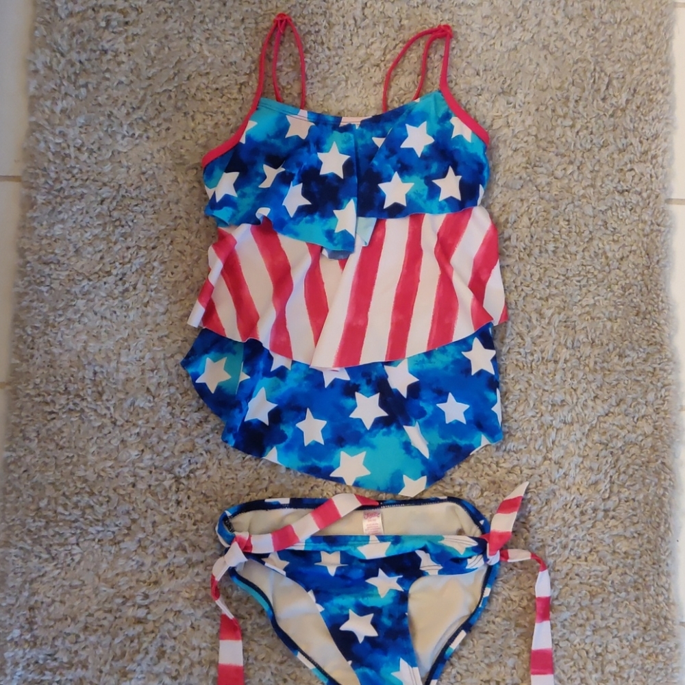 Girls patriotic tankini like new